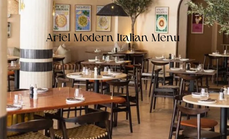 Ariel Modern Italian Menu and prices south africa 2024
